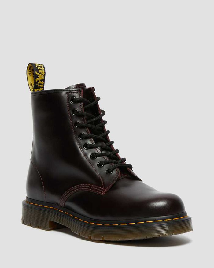 Dr Martens Mens 1460 Slip Resistant Atlas Leather Lace Up Ankle Boots Burgundy - 70429IBOS